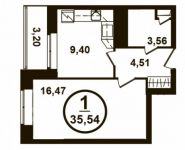 1-комнатная квартира площадью 35 кв.м, Петра Алексеева ул., 12АС1 | цена 6 246 482 руб. | www.metrprice.ru