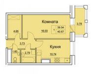 1-комнатная квартира площадью 40.67 кв.м, Ярославское ш, 141 | цена 3 090 920 руб. | www.metrprice.ru