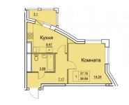 1-комнатная квартира площадью 38.69 кв.м, Центральное-Пушкино гск, 141 | цена 3 056 510 руб. | www.metrprice.ru