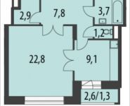 1-комнатная квартира площадью 48.8 кв.м, улица Николая Химушина, 9к2 | цена 11 923 298 руб. | www.metrprice.ru