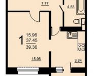 1-комнатная квартира площадью 39.36 кв.м, 5-й микрорайон, 18 | цена 2 206 325 руб. | www.metrprice.ru