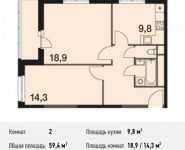 2-комнатная квартира площадью 59.4 кв.м, Сигнальный пр., 5 | цена 9 649 530 руб. | www.metrprice.ru
