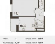 1-комнатная квартира площадью 38.4 кв.м, Новотушинская ул. | цена 3 522 356 руб. | www.metrprice.ru