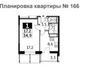 1-комнатная квартира площадью 34.9 кв.м, Нововладыкинский проезд, 1к4 | цена 5 561 751 руб. | www.metrprice.ru