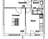 1-комнатная квартира площадью 37.82 кв.м, 2-я Муравская | цена 5 394 342 руб. | www.metrprice.ru