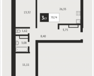 3-комнатная квартира площадью 70.7 кв.м, Клубная, 9 | цена 6 405 391 руб. | www.metrprice.ru