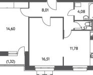 2-комнатная квартира площадью 57.87 кв.м, Фёдора Полетаева улица, д.15А | цена 8 300 468 руб. | www.metrprice.ru