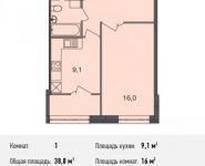 1-комнатная квартира площадью 38.8 кв.м, Богородский мкр, 14 | цена 2 604 644 руб. | www.metrprice.ru