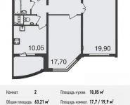 2-комнатная квартира площадью 63.5 кв.м в ЖК "Центр-2", Автозаводская ул., 105 | цена 4 445 000 руб. | www.metrprice.ru
