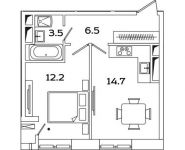 1-комнатная квартира площадью 36.9 кв.м, Рязанский проспект, д.влд 2 | цена 6 447 020 руб. | www.metrprice.ru