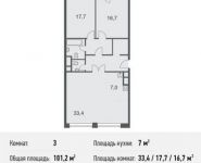 3-комнатная квартира площадью 101.2 кв.м, Маломосковская ул, вл.14 | цена 22 668 800 руб. | www.metrprice.ru