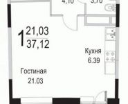 1-комнатная квартира площадью 37 кв.м, Барышевская Роща ул. | цена 3 600 640 руб. | www.metrprice.ru