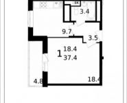 1-комнатная квартира площадью 37.4 кв.м, Колпакова ул., 44 | цена 3 468 794 руб. | www.metrprice.ru