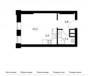 1-комнатная квартира площадью 22.3 кв.м, Рублевское ш, 101/105 | цена 6 270 760 руб. | www.metrprice.ru