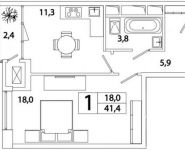 1-комнатная квартира площадью 41.4 кв.м, Рязанский просп., 52 | цена 8 260 542 руб. | www.metrprice.ru