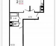 2-комнатная квартира площадью 60.3 кв.м, Шестая, 11 | цена 3 720 296 руб. | www.metrprice.ru