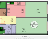 2-комнатная квартира площадью 44.1 кв.м, Авангардная, корп.7 | цена 5 203 800 руб. | www.metrprice.ru