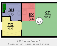 1-комнатная квартира площадью 24.2 кв.м, Бачуринская, корп.3 | цена 3 025 000 руб. | www.metrprice.ru