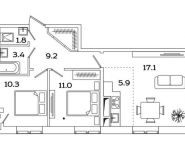 2-комнатная квартира площадью 58.5 кв.м, Рязанский проспект, д.влд 2 | цена 9 830 925 руб. | www.metrprice.ru