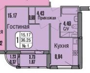 1-комнатная квартира площадью 38.6 кв.м, Чечёрский проезд, 120 | цена 5 200 000 руб. | www.metrprice.ru