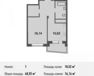 1-комнатная квартира площадью 48.5 кв.м, Силикатная ул., 47К4 | цена 3 835 460 руб. | www.metrprice.ru