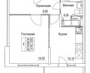 1-комнатная квартира площадью 37.91 кв.м, 2-я Муравская | цена 4 937 155 руб. | www.metrprice.ru