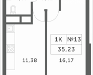 1-комнатная квартира площадью 35.23 кв.м, Мякининское шоссе, 1 | цена 2 969 889 руб. | www.metrprice.ru