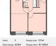 2-комнатная квартира площадью 41.9 кв.м, Донецкая ул., 30С1 | цена 5 263 724 руб. | www.metrprice.ru