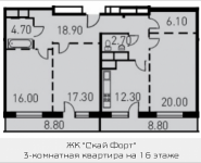 3-комнатная квартира площадью 97 кв.м, 1-й Нагатинский пр-д, корп.203 | цена 19 133 008 руб. | www.metrprice.ru