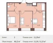 2-комнатная квартира площадью 48.22 кв.м,  | цена 3 761 160 руб. | www.metrprice.ru