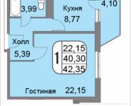 1-комнатная квартира площадью 43.4 кв.м, Большая Очаковская, 44, корп.2 | цена 7 204 400 руб. | www.metrprice.ru