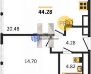 1-комнатная квартира площадью 44.3 кв.м,  | цена 6 132 647 руб. | www.metrprice.ru