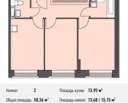 2-комнатная квартира площадью 57.4 кв.м, Донецкая ул., 30С1 | цена 7 874 700 руб. | www.metrprice.ru