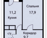 1-комнатная квартира площадью 42.8 кв.м, Триумфальная, 1 | цена 3 381 200 руб. | www.metrprice.ru