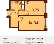 1-комнатная квартира площадью 35.9 кв.м в Микрорайон "Домашний", Донецкая улица, 30с29 | цена 4 796 275 руб. | www.metrprice.ru