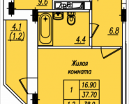 1-комнатная квартира площадью 38.9 кв.м, Просвещения, корп.14 | цена 2 571 023 руб. | www.metrprice.ru