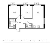 2-комнатная квартира площадью 56.3 кв.м,  | цена 5 106 410 руб. | www.metrprice.ru