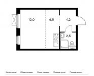 1-комнатная квартира площадью 25.2 кв.м,  | цена 3 341 520 руб. | www.metrprice.ru