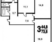 3-комнатная квартира площадью 75 кв.м, улица Красного Маяка, 15к4 | цена 4 950 000 руб. | www.metrprice.ru