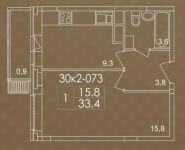 1-комнатная квартира площадью 33.4 кв.м в ЖК "Пятницкие Кварталы", Пятницкие Кварталы мкр | цена 2 709 825 руб. | www.metrprice.ru