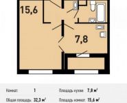 1-комнатная квартира площадью 32.3 кв.м, Покровская улица, 16 | цена 3 750 030 руб. | www.metrprice.ru