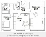 2-комнатная квартира площадью 77 кв.м, Шелепихинская набережная, влд 34, корп.6 | цена 18 690 120 руб. | www.metrprice.ru