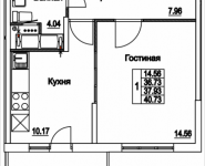 1-комнатная квартира площадью 40.73 кв.м, 2-я Муравская, корп.7 | цена 5 067 111 руб. | www.metrprice.ru