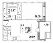 1-комнатная квартира площадью 43 кв.м, Лазоревый пр., 3 | цена 8 603 308 руб. | www.metrprice.ru