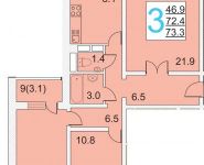 3-комнатная квартира площадью 73 кв.м, Строителей пр., 4 | цена 2 550 000 руб. | www.metrprice.ru