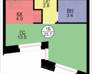 1-комнатная квартира площадью 25.9 кв.м, Некрасова, 6 | цена 2 175 600 руб. | www.metrprice.ru