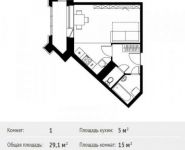 1-комнатная квартира площадью 29.1 кв.м, Липовая ул., ДВЛ3 | цена 2 515 698 руб. | www.metrprice.ru