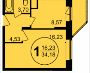 1-комнатная квартира площадью 34.18 кв.м, Просвещения, корп.10 | цена 2 318 420 руб. | www.metrprice.ru