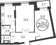 2-комнатная квартира площадью 55 кв.м, Народного Ополчения ул., 18 | цена 4 240 354 руб. | www.metrprice.ru