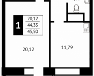 1-комнатная квартира площадью 45.5 кв.м, Клубная, 13 | цена 4 704 700 руб. | www.metrprice.ru